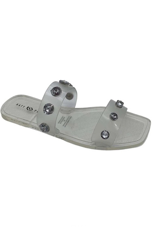 Katy Perry Shoes - Katy Perry Embellished Square Toe Slide Sandals The Geli Clear - Medium